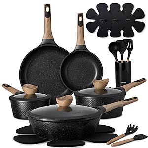 CAROTE 18-Piece Nonstick Pots and Pans, Granite Cookware Set with Kitchen Utensils (2 Colors) $69.99
