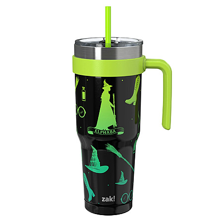 Zak Designs 40oz Wicked Halloween Straw Handle Tumbler, Double Wall Vacuum Insulated Stainless Steel Waverly Travel Tumbler with Durable Plastic Straw $4.99