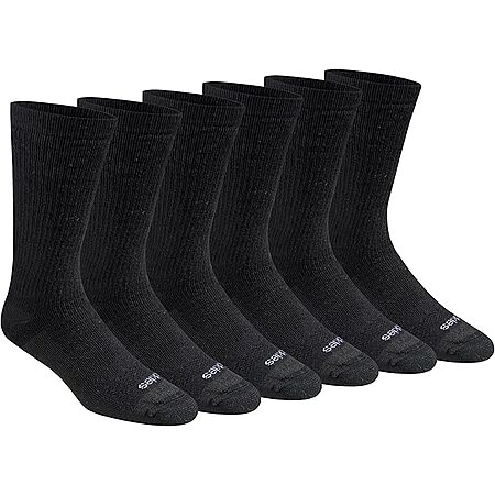 6 Pairs Dickies Men's Dri-Tech Moisture Control Max Full Cushion Crew Sock (Solid Black, L Only) $10.1