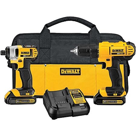 DEWALT 20V MAX Cordless Drill and Impact Driver, Power Tool Combo Kit , Includes 2 Batteries, Charger and Bag (DCK240C2) $129.99