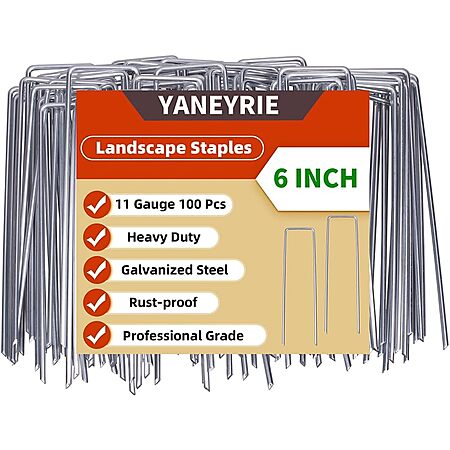 100-Count 6" Yaneyrie Galvanized U-Shaped Garden Stakes $9.99