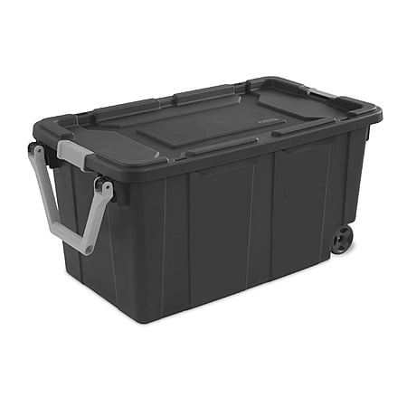 40-Gallon Sterilite Extra Large Wheeled Plastic Storage Bin w/ Handle (Dark Gray) $19.97