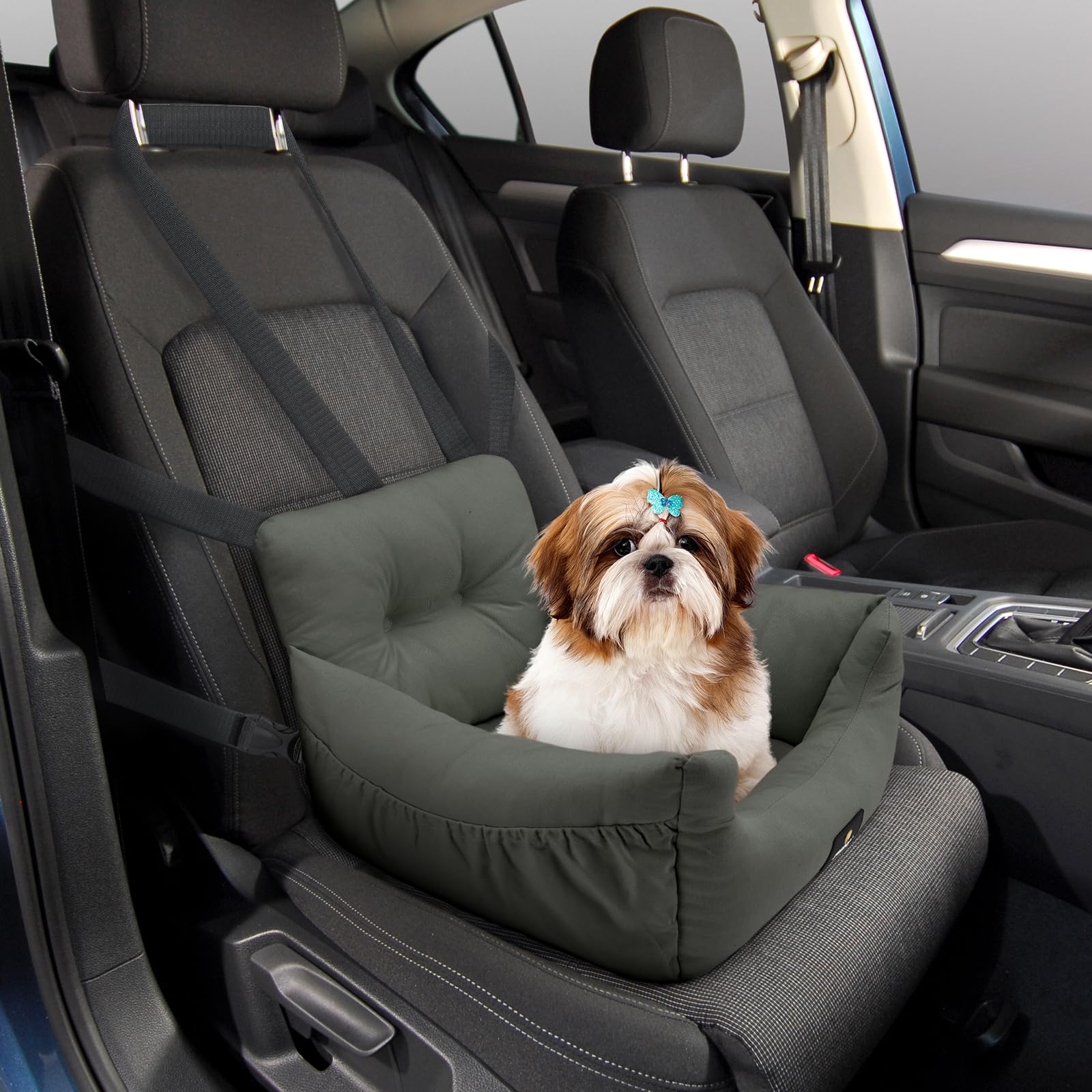 Veehoo Dog Car Seats for Small Dogs, Soft Cotton Dog Booster Seat, Washable & Portable Pet Carseat Travel Bed $22.49