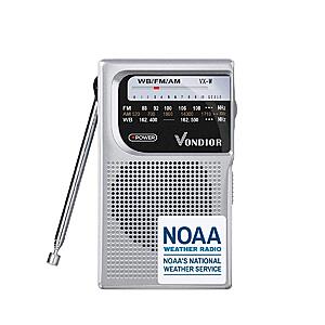 NOAA Weather Radio - Emergency NOAA/AM/FM Battery Operated Portable Radio with Best Reception and Longest Lasting Transistor. Silver $  11.89