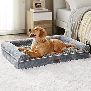 BFPETHOME Dog Beds for Large Dogs, Orthopedic Dog Bed for Medium Large Dogs, Egg- Foam Dog Crate Bed (L(36 * 27 * 6.5) Inch, Grey$28.19