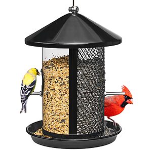 Kingsyard Metal Bird Feeder for Outdoor Hanging - Weather Resistant Chew-Proof Wild Bird Feeder with Dual Chamber of 4 lbs Capacity for Mixed Seeds, Black$  12.64
