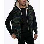 (2X-4X) Sean John Men's Camouflage Vest With Sherpa Lined Hood $11.86