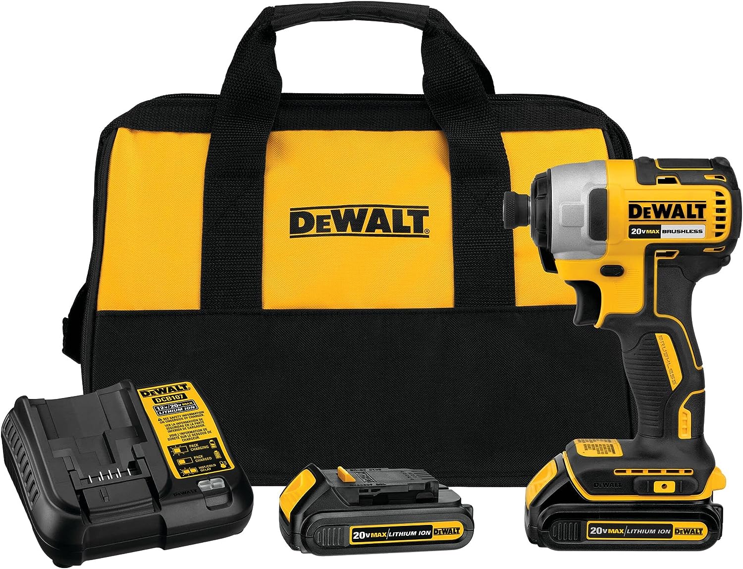 DEWALT 20V MAX Cordless Impact Driver Kit, Brushless, 1/4" Hex Chuck, 2 Batteries and Charger (DCF787C2) $99