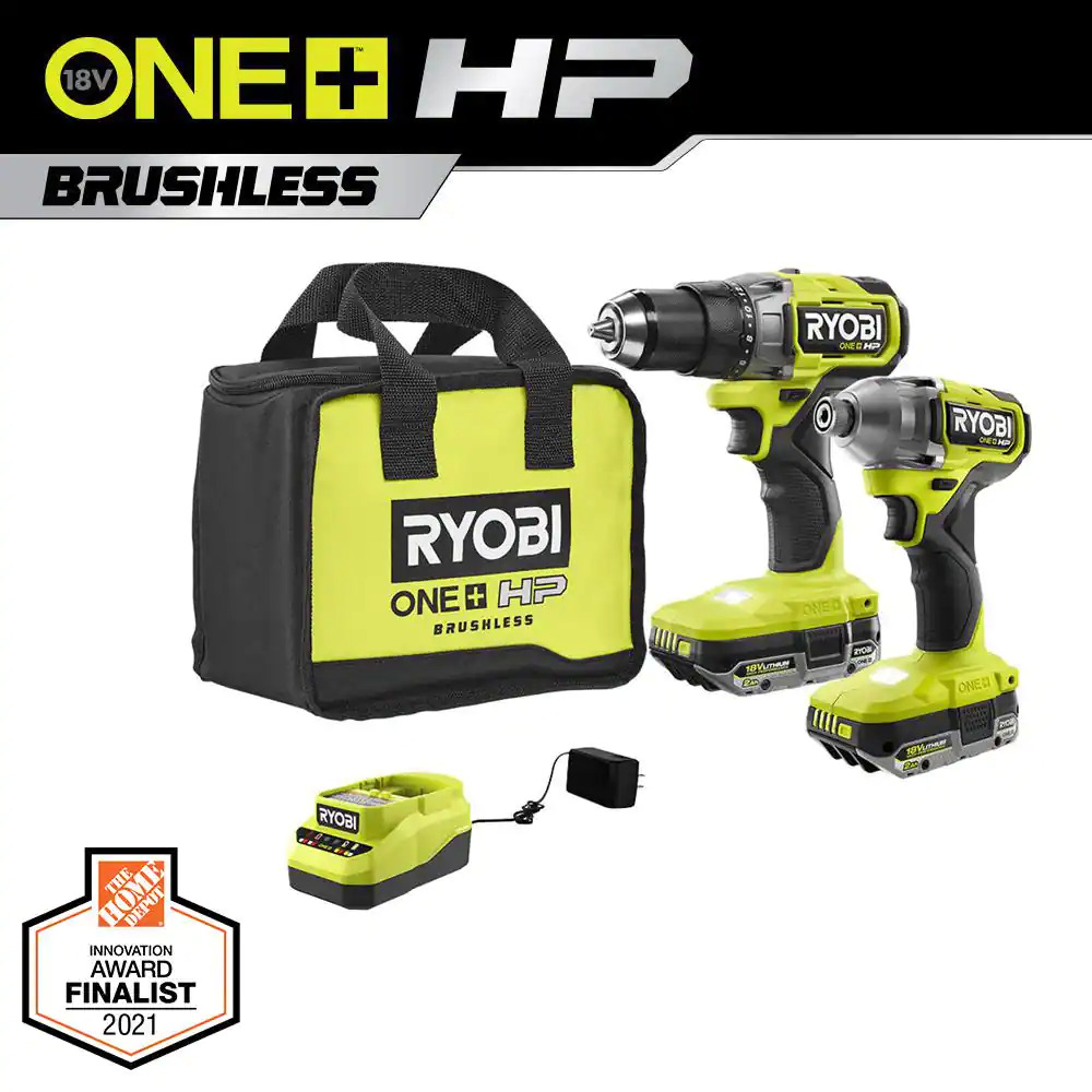 [Home Depot Hack] RYOBI ONE+ HP 18V Brushless Cordless 1/2 in. Drill/Driver and Impact Driver Kit w/(2) 2.0 Ah Batteries, Charger, and Bag $76.6