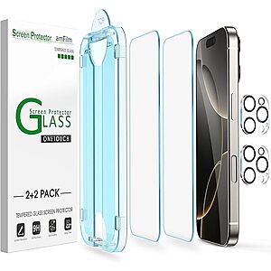 2-Pack amFilm OneTouch iPhone 16/15/14/13 Tempered Glass Screen Protectors from $4.54 + Free Shipping w/ Prime or $35+ orders