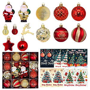 44-Pc VEGCOO Christmas Ornament Set + 10-Pack Holiday Cards $9 