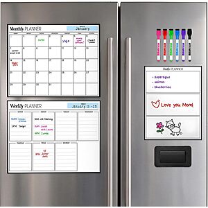 3-Pc Home & Me Magnetic Dry Erase Calendar Set w/ Markers & Eraser