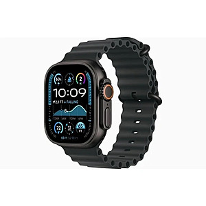 Apple Watch Ultra 2 GPS + Cellular 49mm Black Titanium Case with Black Ocean Band (Refurbished) - $448.95