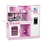 Melissa &amp; Doug Wooden Chef’s Pretend Play Toy Kitchen With “Ice” Cube Dispenser – Cupcake Pink/White, for 36 months to 84 months $115.99