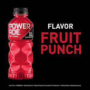Powerade Fruit Punch, Electrolyte Enhanced Sports Drink 8pack [fruit punch only 20oz.] Amazon $5.42 with SS