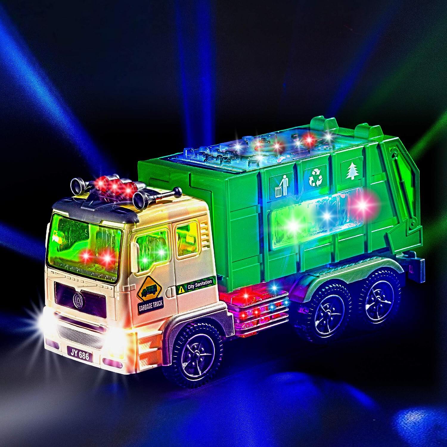 15.96 Toy Garbage Truck for Kids with 4D Lights and Sounds - Battery Operated Automatic Bump & Go $15.96