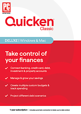 Quicken® Classic Deluxe, 1-Year Subscription $35.99 - Exp 1/13/2024
