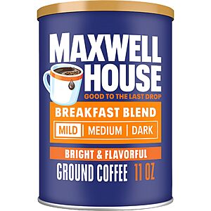 11-Oz Maxwell House Light Roast Breakfast Blend Ground Coffee $2.20 w/ S&S