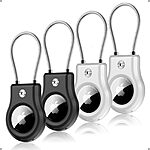 AirTag Keychain Holder with Wire Cable 4 Pack – Black/White $4.59