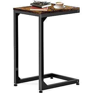 Artigarden C End Table with Metal Frame Small Side for Couch, Sofa TV Tray Tables for Living Room, Bedroom, Bedside Bright Black $20.96