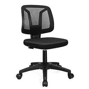 VigorPow Armless Mesh Office Chair Ergonomic Swivel Black Small Computer Desk Chair No Arms with Lumbar Support Height Adjustable Task Chair for Adults and Kids $43.84
