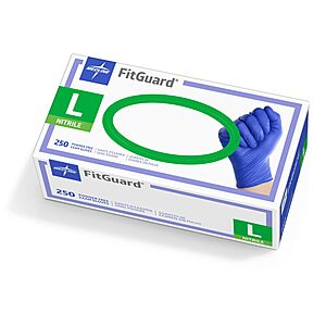 Medline FitGuard Touch Nitrile Exam Gloves,250 Count,Large,Powder Free,Disposable $8.26
