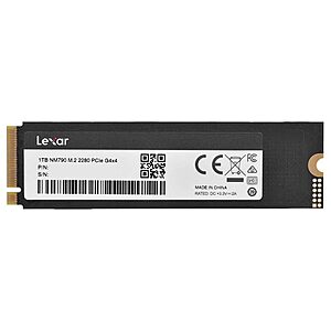 Lexar NM790 1TB 3D TLC NAND Flash PCIe Gen 4 x4 NVMe M.2 Internal SSD $117.04