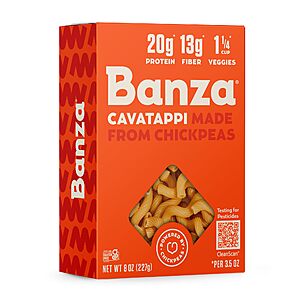 Banza Cavatappi Pasta from Chickpeas - Gluten Free,High Protein,and Lower Carb Protein Cavatappi Chickpea Pasta - 8oz $2.50