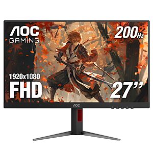 AOC 27 Inch Gaming Monitor FHD 200Hz IPS G-SYNC Compatible 0.3ms, 27G4H $87.99 + FS Prime