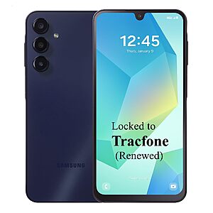 Renewed: Samsung Galaxy A16 5G Smartphone + 1-Yr Tracfone Svc (1500 Talk/Txt/Data) $39.99