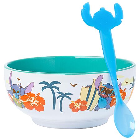 Silver Buffalo Disney Lilo and Stitch Tropical Ceramic Bowl with Color Changing Spoon Featuring Stitch, 28 Ounces $10.32