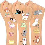 Konsait 50pcs Cat Glitter Temporary Tattoos for Kids Tattoos Temporary for Cat Birthday Party-Waterproof Fake Tattoos for Birthday Party Goodie Bags Stuffers Party Fillers $4.39