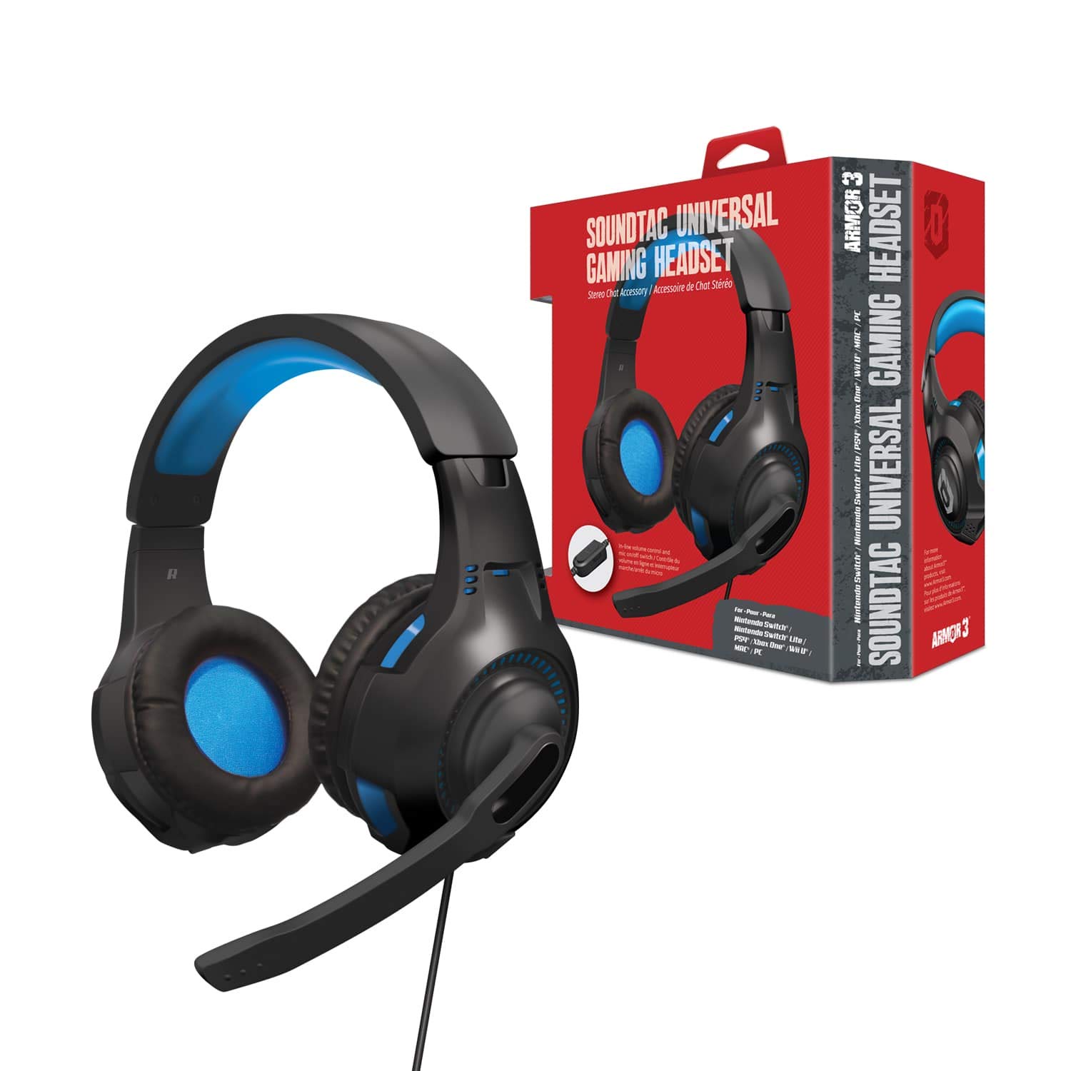 Armor3 "Soundtac" Universal Gaming Headset (Blue) for Xbox Series X/Xbox Series S/Nintendo Switch/Lite/ PS4/ PS5/ Xbox One/Wii U/PC/Mac - PlayStation 5 $15.55 at Amazon