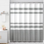 AmazerBath Shower Curtain, Washable Cloth Black Shower Curtain Sets with 12 Shower Curtain Hooks, Fabric Rustic Black and White Striped Shower Curtain, 72x72 $9.97