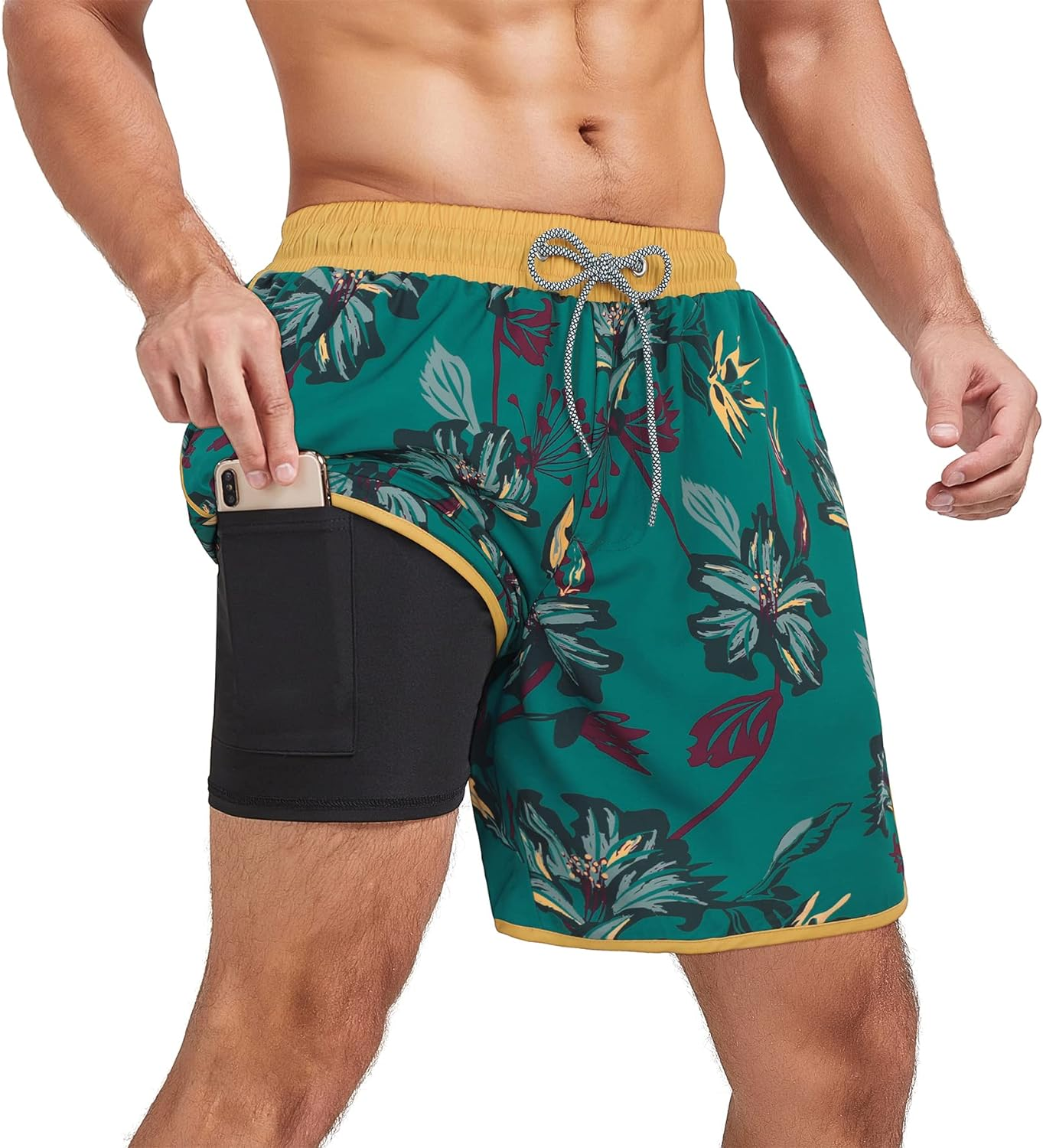 Zando Mens Swim Trunks Quick Dry Beach Shorts for Men Bathing Suits Beach Wear Mens Swim Shorts with Compression Liner | Amazon.com $7.49