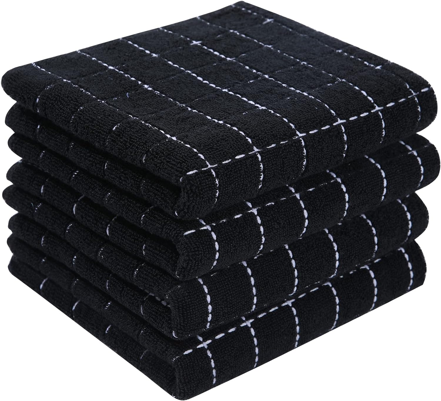 Homaxy 100% Cotton Terry Kitchen Towels(Black, 13 x 28 inches), Checkered Designed, Soft and Super Absorbent Dish Towels, 4 Pack : Home & Kitchen $6.99 at Homaxy via Amazon