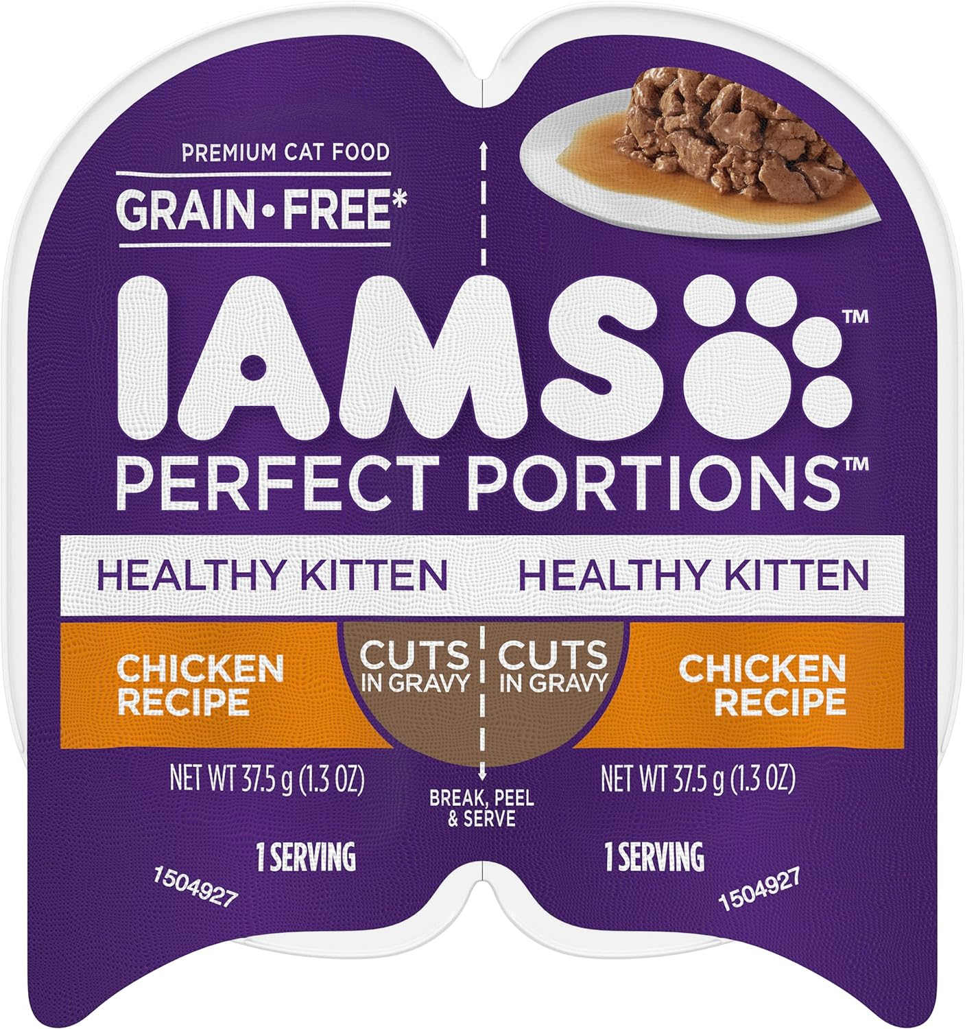 IAMS PERFECT PORTIONS Healthy Kitten Grain Free* Wet Cat Food Cuts in Gravy, Chicken Recipe, (24) 2.6 oz. Easy Peel Twin-Pack Trays $13.33