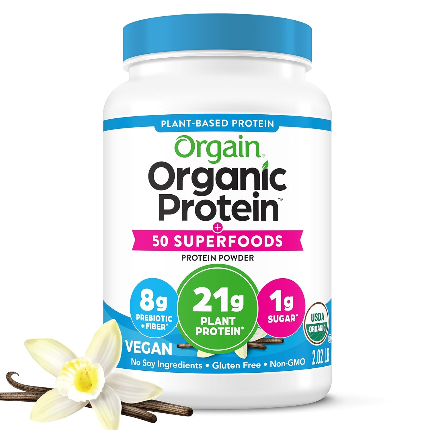 Orgain Organic Protein + Superfoods Powder, Vanilla Bean - 21g of Protein, Vegan, Plant Based, 5g of Fiber, Non-GMO, 2.02lb $17.54 AC w/ 5+ S&S