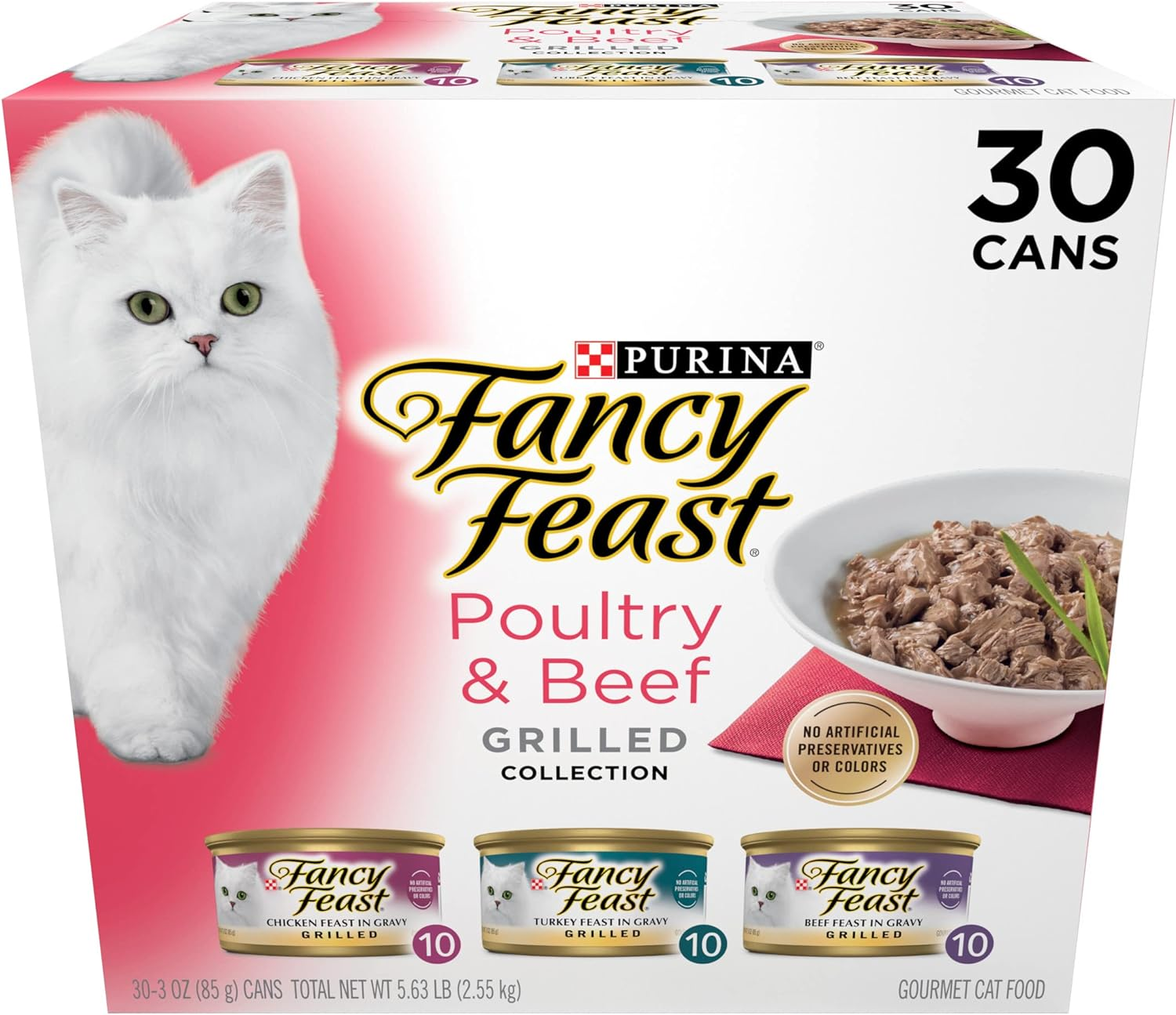 Purina Fancy Feast Grilled Wet Cat Food Poultry and Beef Collection Wet Cat Food Variety Pack - 120 cans + 16 oz treats $101.28 - $30 credit $101.28 or less