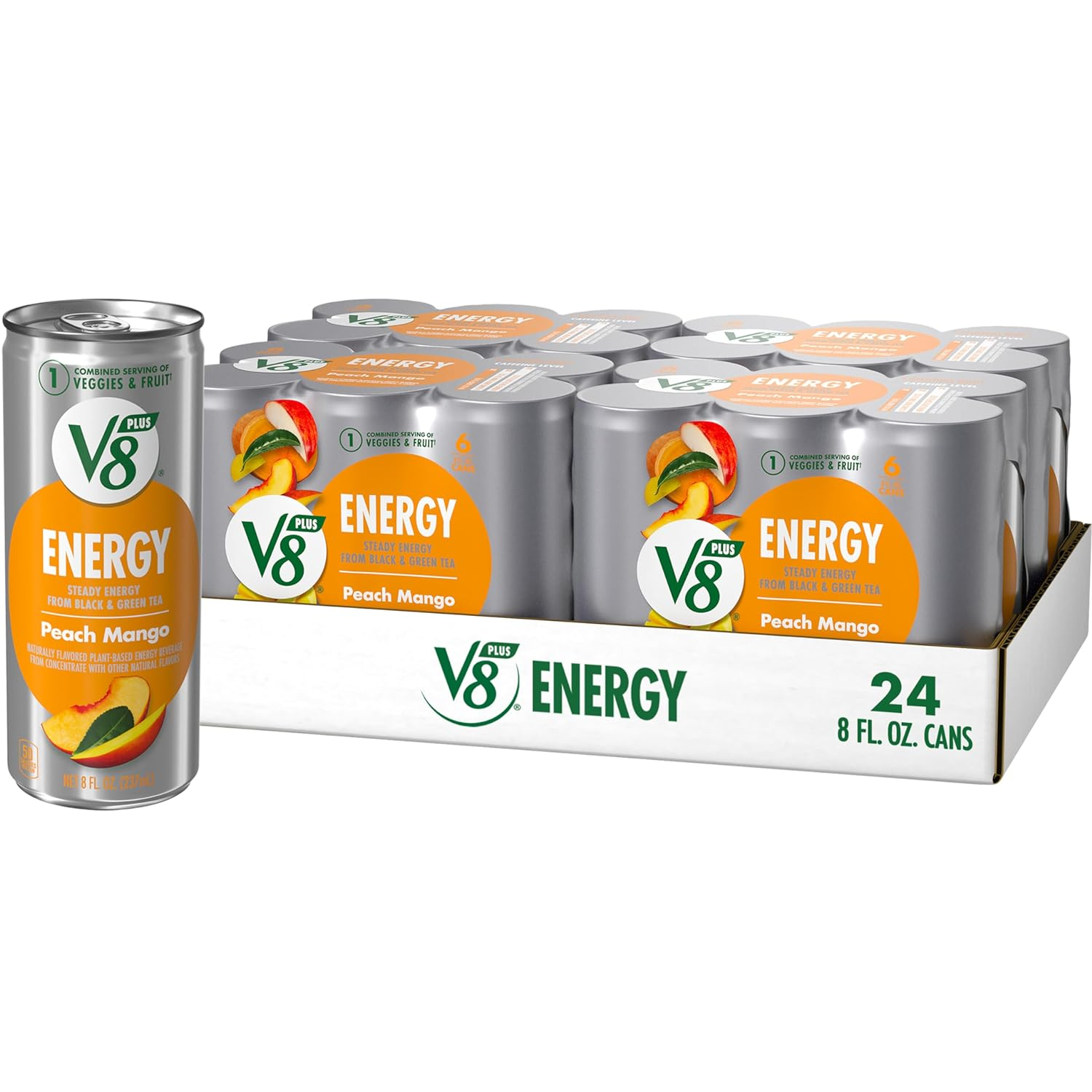 V8 +Energy Peach Mango Energy Drink, 8 fl oz Can (Pack of 6) (Case of 4) : $13.83 as low as $12.04 S&S 5+ items