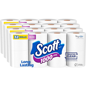 Scott 1000 Trusted Clean Toilet Paper, 32 Rolls, Septic-Safe, 1-Ply Toilet Tissue $  22.91