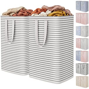 2 Pack Laundry Hamper Large Collapsible Laundry Baskets, Freestanding Waterproof Clothes Hamper with Easy Carry Handles, Grey, 2 x 80L - amazon $5.99