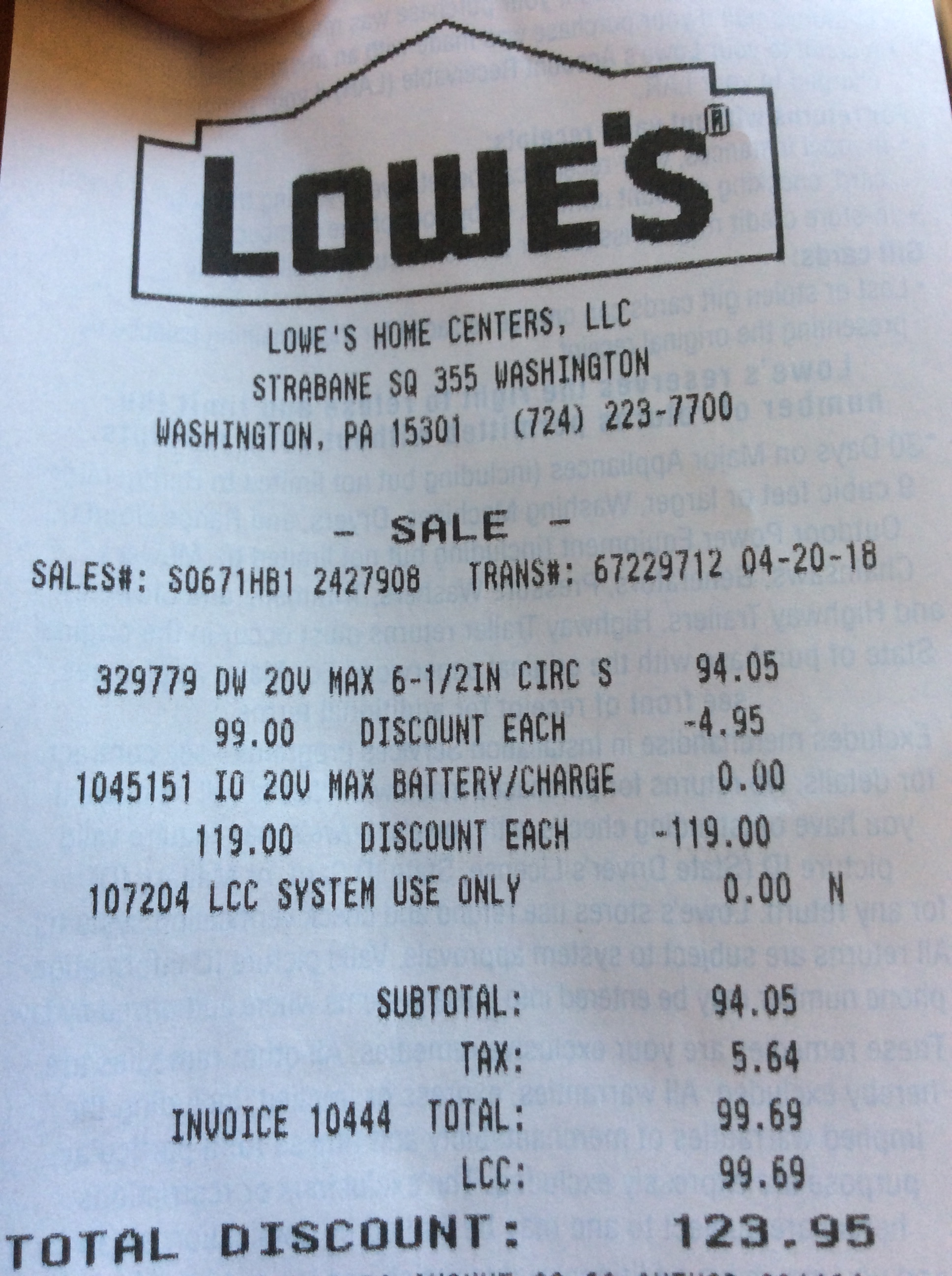Lowes in store Dewalt 20v brushed bare tool with FREE charger and ...