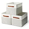 3-Pack Amazon Basics Collapsible Storage Bins with Leather Handles (Linen) $14.99 + Free Shipping w/ Prime or on $35+