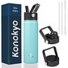 22oz Konokyo Insulated Stainless Steel Water Bottle with Straw &amp;amp; 3 Lids (Turqouise) $9.98 + Free Shipping w/ Prime or on $35+