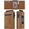 Medrega Men's Slim RFID Minimalist Trifold Leather Wallet w/ Cash Strap or AirTag (Leather Brown or Carbon Black) $9.99 + Free Shipping w/ Prime or on $35+