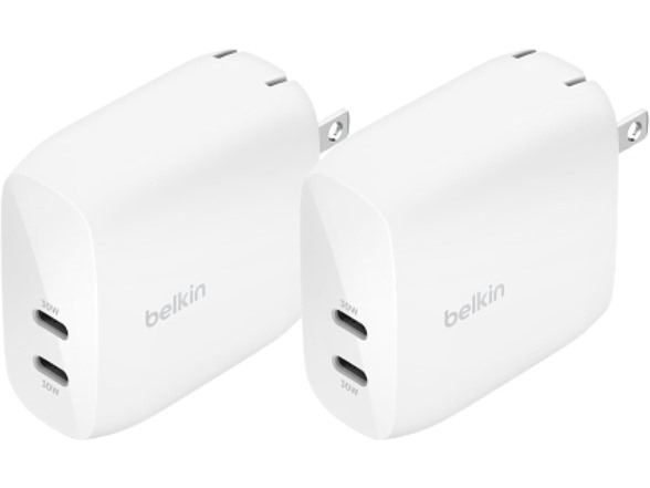2-Pack Belkin BoostCharge Dual 60W USB-C PD 3.1 PPS Wall Charger $25 ($12.50 each) + Free Shipping w/ Prime