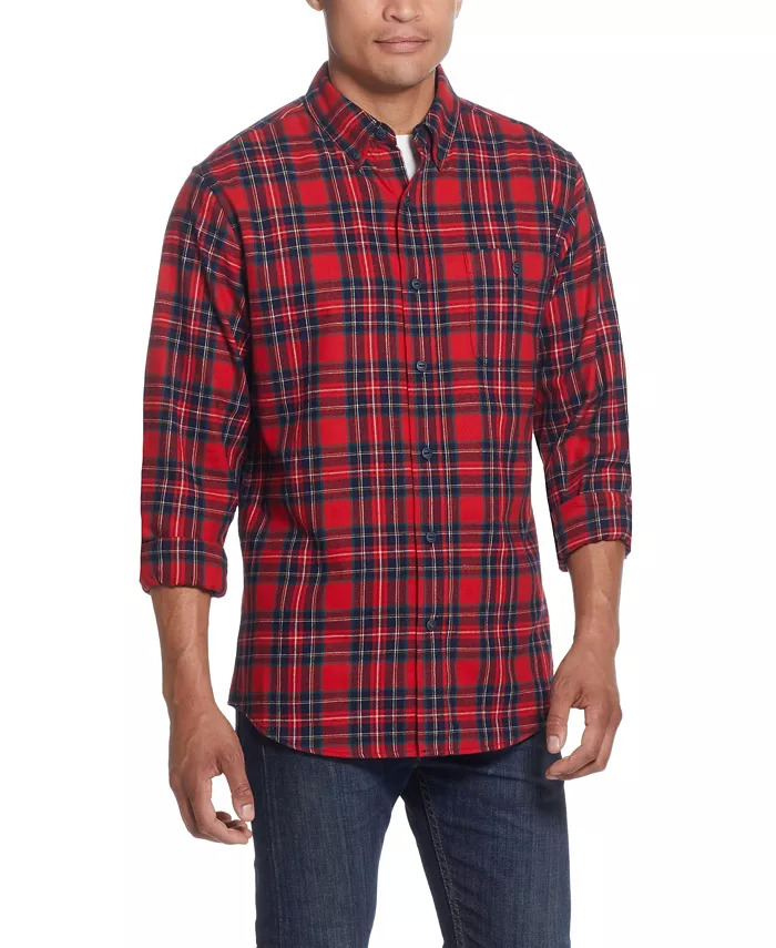 Weatherproof Vintage Men's Long Sleeve Button Down Flannel Shirt (Red or Beige) $13 + Free Store Pickup at Macy's or Free Shipping on $25+