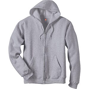 Men's Hanes EcoSmart Fleece Full-Zip Hoodie Sweatshirt (Light Steel) 