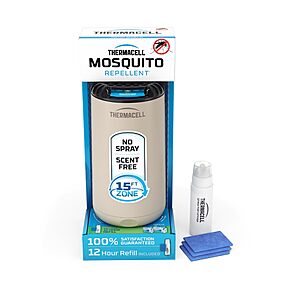 Thermacell Mosquito Repeller Patio Shield w/ 12-Hour Fuel Cartridge + 3 Mats (Linen) $8.40 W/ S&S+ Free Shipping w/ Prime or on $35+